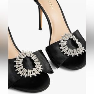 NEVER WORN Rhinestone Embellished Bow High Heel Sandals | Express | Size 9